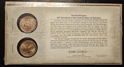 Ronald Raegan 40th President 2016 P & D  $1 Coin Cover Series - Image 1 of 2