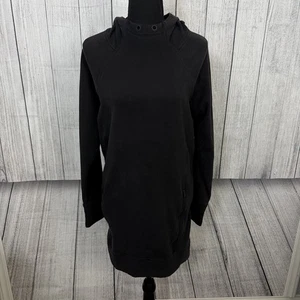 Athleta Women's Medium Hoodie Dress Black Long Sleeve Pullover with Pockets - Picture 1 of 10