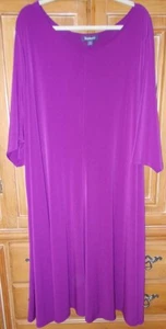ROAMAN'S WOMENS SIZE 5X 38-40 PURPLE 3/4 SLEEVE A-LINE MIDI JERSEY KNIT DRESS - Picture 1 of 2