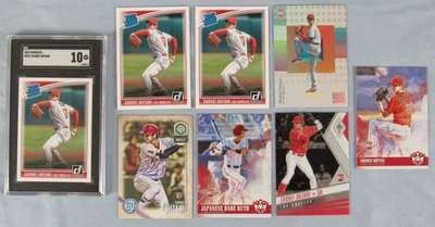 Lote (8) Tarjetas de novato 2018 Shohei Ohtani RC Donruss SGC 10 Phoenix Babe Ruth B125 Foto 1 de 4