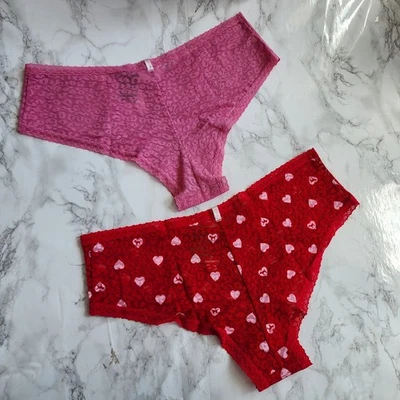 ROSA Victoria's Secret Corte en V Delantero Ropa en Todas Partes Encaje Cheekster Paquete de 2 XL Foto 1 de 4