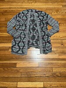 Soft Surroundings Open Front Cardigan Sweater Womens Size L/XL Gray Acrylic Knit