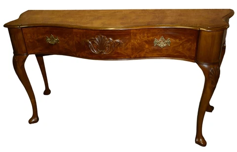 Vintage Carved French Style Walnut & Satinwood Console/Server Table Cover