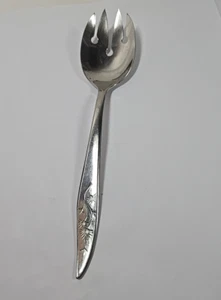 Sears Roebuck Stainless SPOON Misty Isle Floral Pierced Slotted Serving - Picture 1 of 7