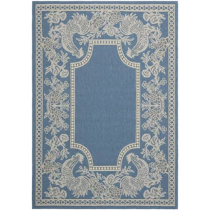 SAFAVIEH Outdoor CY3305-3103 Courtyard Blue / Natural Rug - Picture 1 of 19