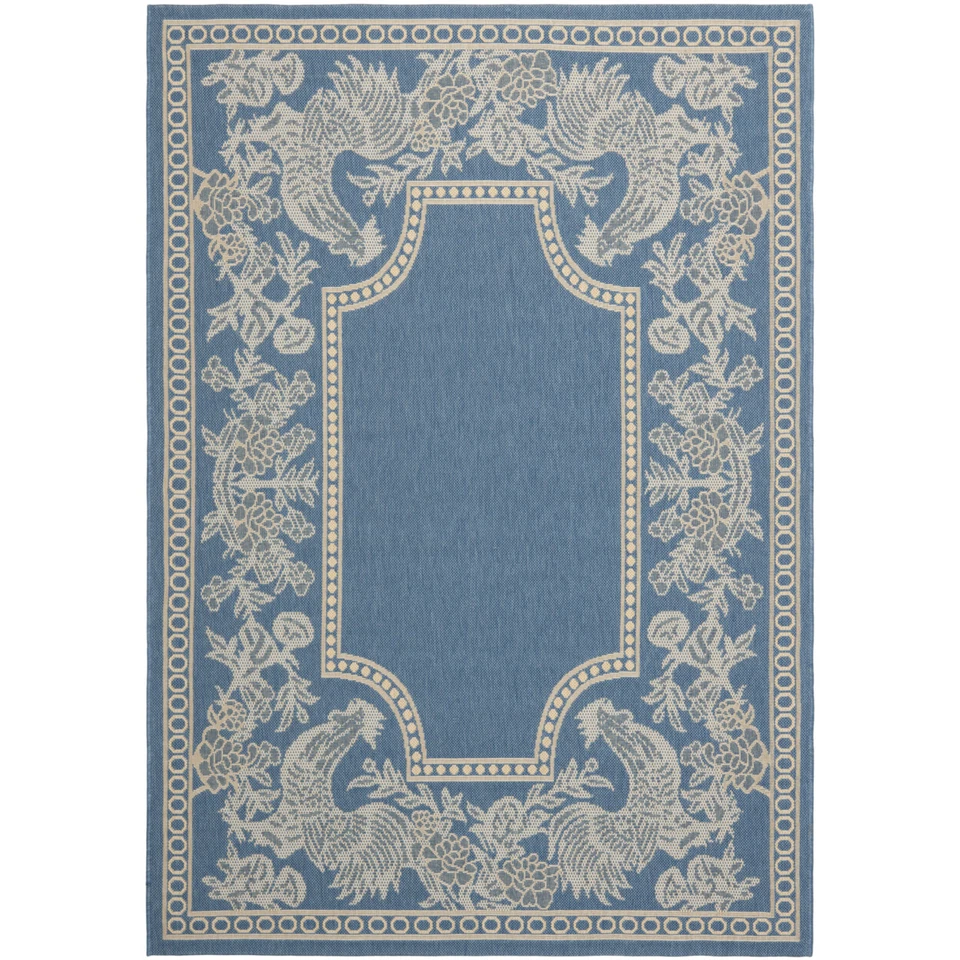 SAFAVIEH Outdoor CY3305-3103 Courtyard Blue / Natural Rug - Image 1 of 4