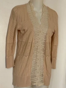 American Rag Cie XXS Open Lacy Sweater Beige Sweater Dainty and Soft Warm - Picture 1 of 7
