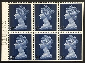 QEII 1968 Pre-Decimal Machin Booklet Pane 5d Royal Blue UB19 MNH - Picture 1 of 1