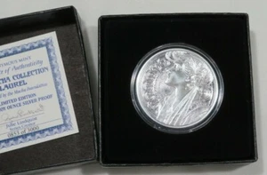 The Mucha Collection 'Laurel' .999 Pure Silver Unze LE #ed of 3K mit COA - Bild 1 von 3