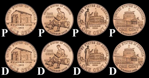 2009 P&D Complete 8 Coin Lincoln Penny Set in "Brilliant Uncirculated" BU Cover
