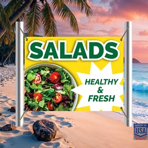 SALADS Vinyl Banner, Vivid Colors, High Visibility, Grommets - Made in USA - Picture 1 of 14