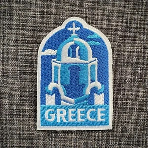 GREECE Hellenic Republic Travel Souvenir Embroidered Patch Badge Motif Iron-On - Picture 1 of 2