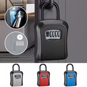 Key Safe 4-Digit Combination Lock Box Wall Mount Storage Safe Security Outdoor - Picture 1 of 25