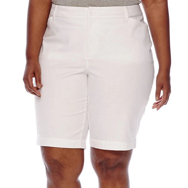 St. John's Bay Twill Bermuda Shorts Plus Size 24W Msrp $38.00 New White - Image 1 of 1