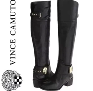 Vince Camuto Beatrix Black Riding Boots w/Harness Buttery Soft Leather Size 9M - Picture 1 of 21