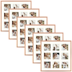 9-4x4 Collage Aluminum Picture Frame, Display Nine 4x4 Photos with Mat or One 16 - Picture 1 of 13