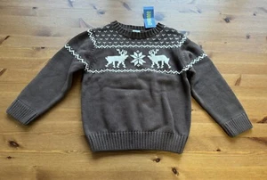 Rare Vintage Gymboree Boys 3-4Y Brown White Reindeer Sweater NWT 2009 - Picture 1 of 7