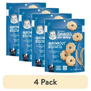 Gerber Snacks for Baby Arrowroot Biscuits, 5.5 Ounce Pouch - Pack of 4 - Picture 1 of 5