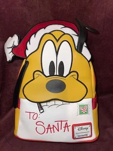 Disney Loungefly exklusiver Urlaub Pluto Weihnachtsmann Brief Mini Rucksack brandneu - Bild 1 von 10