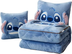 Disney Stitch 2 in 1 Blanket Pillow Lilo & Stitch Zip Up Convertible Blanket - Picture 1 of 21