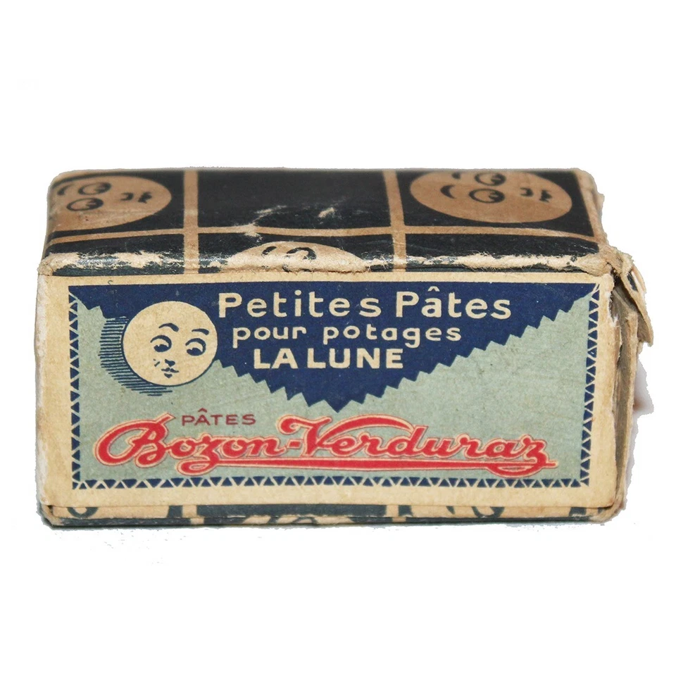Ancienne boîte / échantillon / Petites Pâtes pour potages La Lune / 1/4 pleine - Photo 1/4