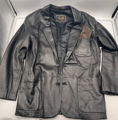 Blazer occidental vintage de cuero Scully para hombre chaqueta de 2 botones negra talla 42 BONITO Foto 1 de 4