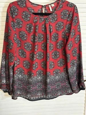 Blusa túnica CATO roja gris cachemira mujer talla mediana usada en excelente estado Foto 1 de 4