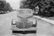 1940s classic car in driveway 3 1/4" B&W NEGATIVE Lo1
