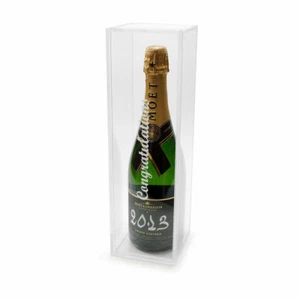 Clear Transparent Wine Bottle Gift Box Congratulations Wedding Graduation - Picture 1 of 2