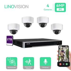 Sistema de cámara de seguridad IP LINOVISION 8 CANALES PoE con (4) cámaras domo PoE de 6 MP - Imagen 1 de 7