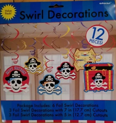 Pirate's Kids Birthday Party Hanging Swirl Decorations - Image 1 of 2