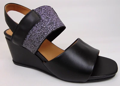 ¡NUEVO! Sandalias de cuña Driver Club Long Island con cordones para mujer talla 6,0 cuero negro Foto 1 de 4