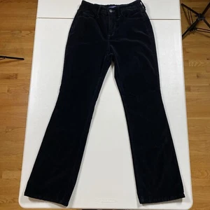 NYDJ Womens Size 6P Velour / Velvet Black Pants Lift Tuck Straight Leg Good - Picture 1 of 11