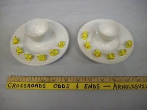 2er Set skurrile italienische Porzellan Steingut pochierte Eier Serviertabletts SCHÖN! - Bild 1 von 6