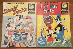 Rare Walt Disney's Giant Super Mags (Donald Duck's Album and Li'l Bad Wolf)