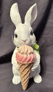 NWT Cupcakes and Cashmere Easter Bunny Holding Ice Cream Cone 10” Figure Decor - Picture 1 of 10