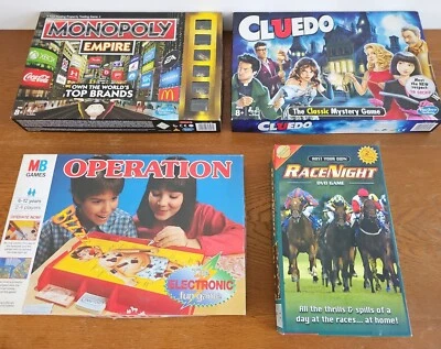 4 X Family Kids Board Games Bundle: Monopoly, Operation, Cluedo, Race Night.  - Image 1 of 4