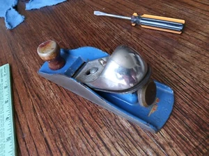 Vintage Gambles Block Plane Adjustable Throat USA Woodworking Tool Blue Brass - Picture 1 of 11
