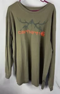 T-shirt Carhartt originale fit verde manica lunga taglia 2X - Foto 1 di 6