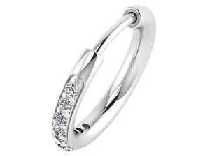 Runder Creolen Nasenring 0,05ct echter Diamant 14K Gelbgold durchbohrt Nasenring - Bild 1 von 24