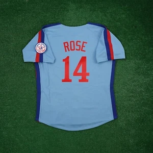 Pete Rose 1982 Montreal Expos Cooperstown Men's Blue Jersey w/ All Star Patch - Picture 1 of 6