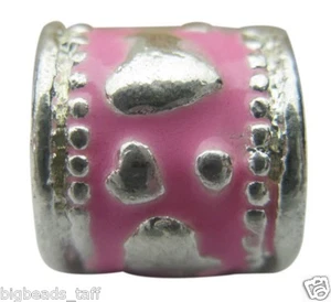 A  pink alloy spacer bead fit European charm chains big hole 5mm - Picture 1 of 1