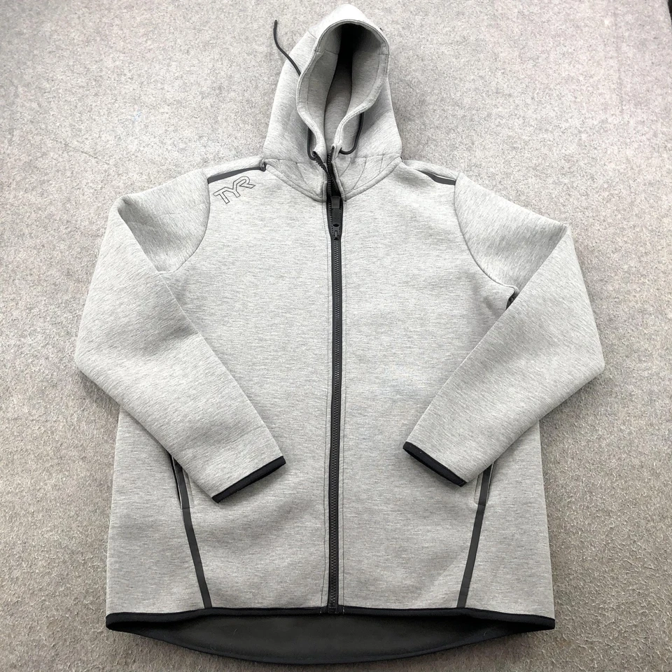 TYR Hoodie Mens Large Gray Full Zip Athletic Swim Team Jacket Sweatshirt - Image 1 of 4