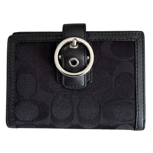 Cartera COACH Signature C Jacquard Lona Doble Pliegue Cuero Borde Hebilla a Presión Rosa - Imagen 1 de 10