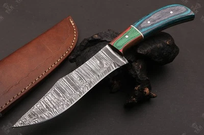 YAK_BLADES|10.5" Cuchillo de Caza Desollador Acero Damasco Twist Personalizado Hecho a Mano D107 Foto 1 de 4