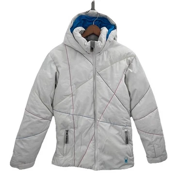 Spyder White & Multi-Colored Winter Snow Ski Jacket Girls Kids Size 18 - Image 1 of 4
