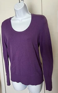 ANN TAYLOR LOFT PULLOVER DONNA COLLO SCOOP MAGLIONE MANICA LUNGA TG S VIOLA - Foto 1 di 13