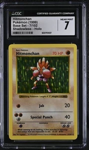 CGC 7 Hitmonchan 1999 Base Set 7/102 Shadowless Holo Pokemon Card psa - Picture 1 of 2