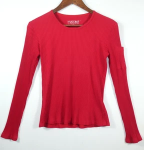 Anatomie rot gerippt dehnbar glitzernd Lycra Top Größe Large Fehler - Bild 1 von 8