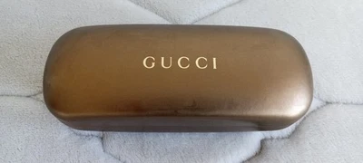 Estuche para gafas/gafas de sol Gucci dorado bronce con caparazón de almeja dura con tela - ¡COMO NUEVO! Foto 1 de 4